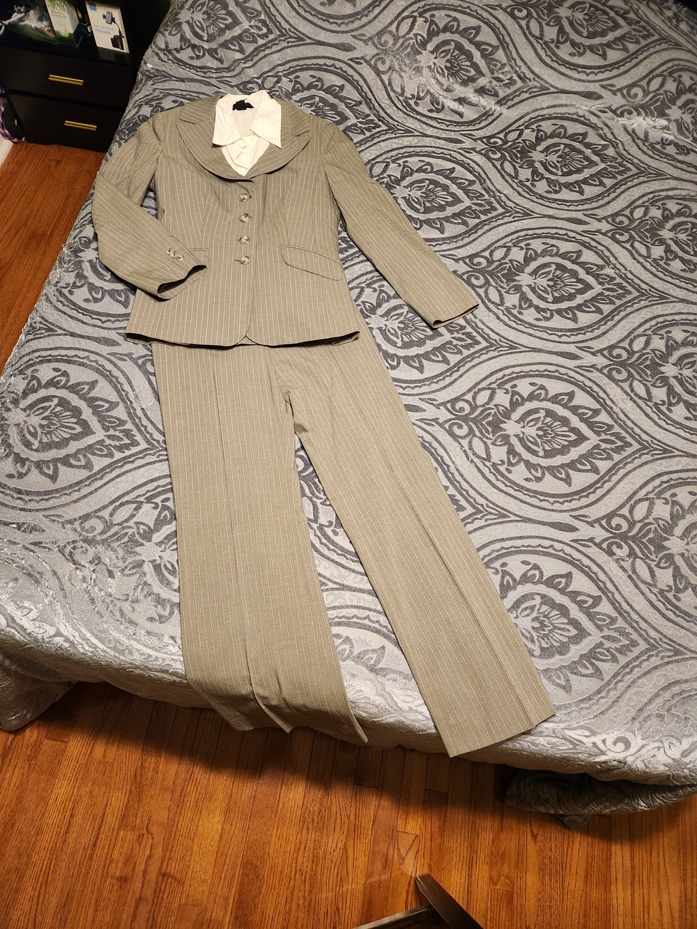 Semantiks Grey Pinstripe Women's Pant Suit
